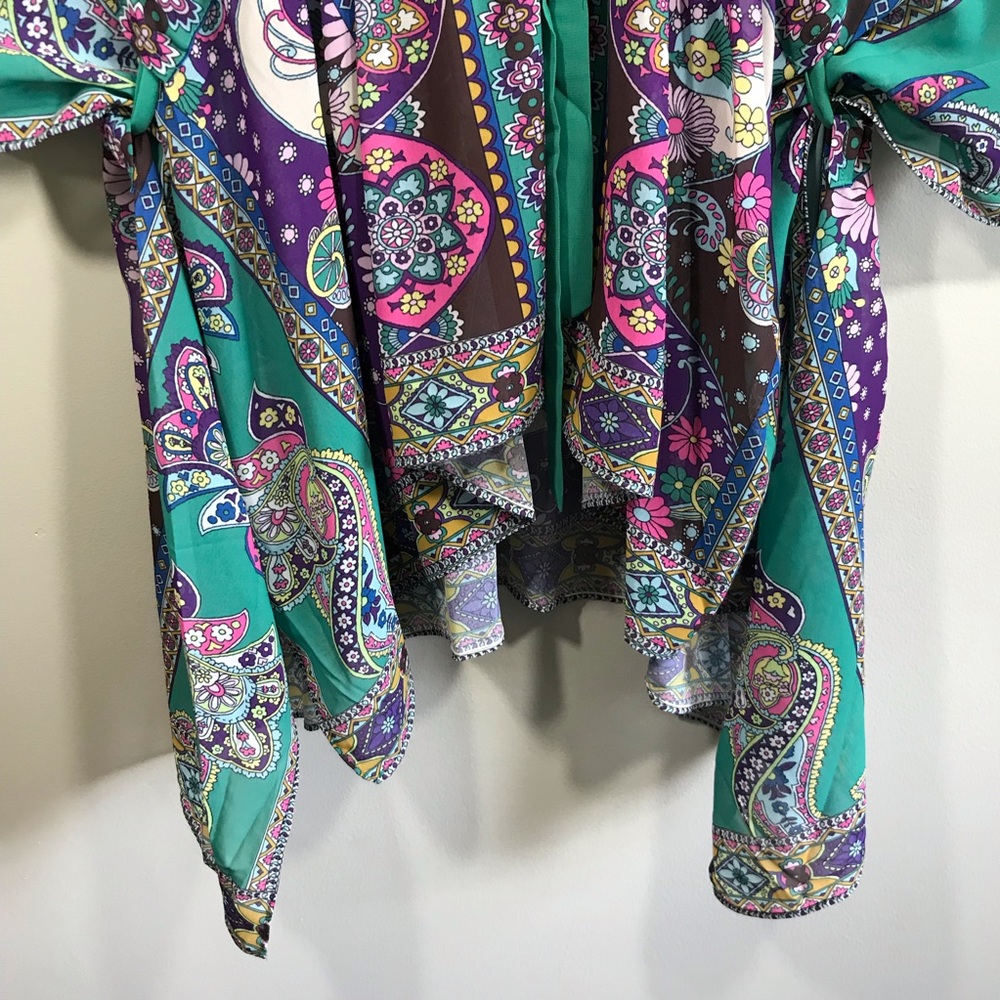 Boho Paisley Print Kimono Top NEW Small - Picture 7 of 8